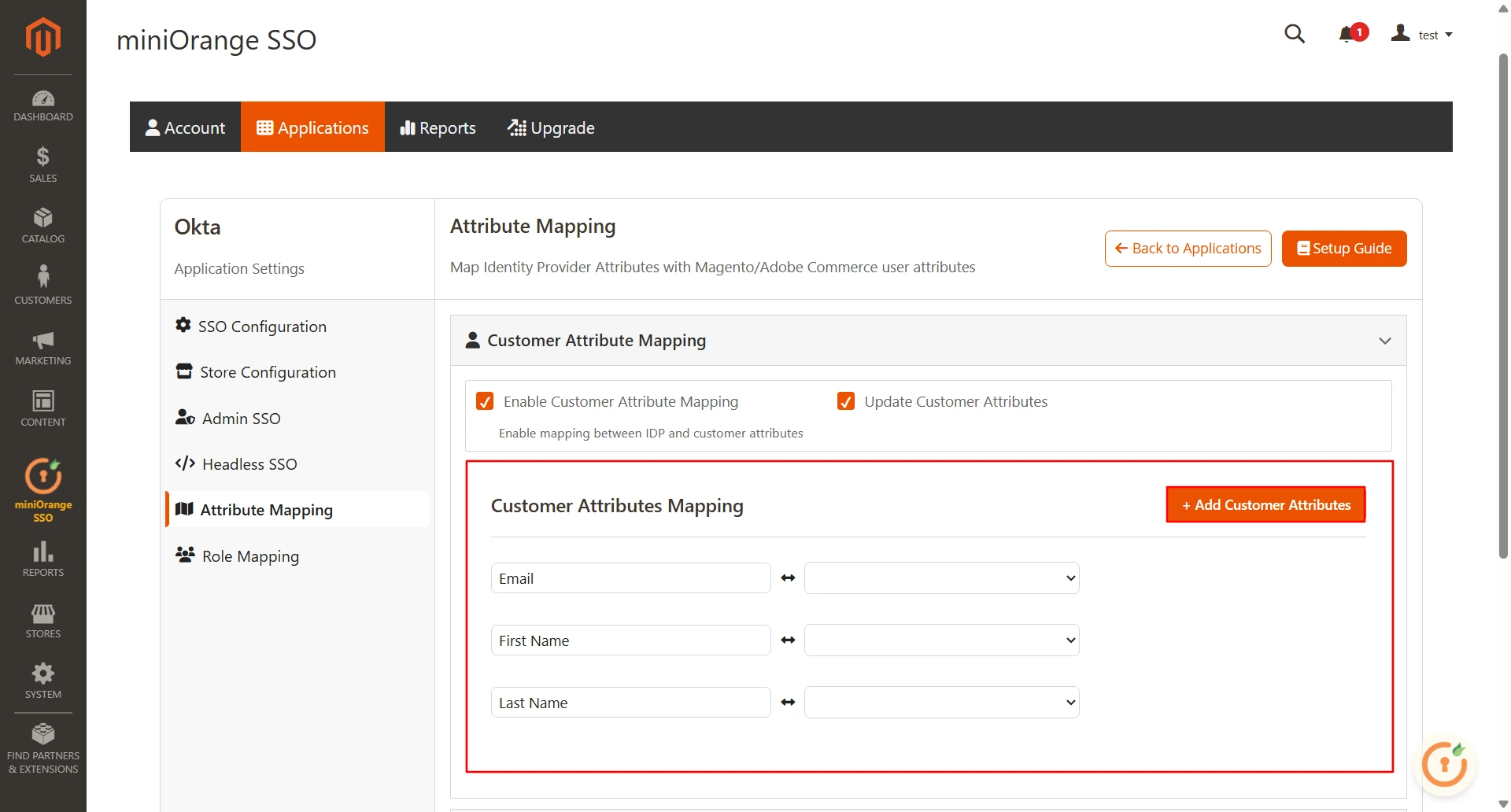 Magento SSO -  Single Sign-On(SSO) Login in Magento - attribute mapping