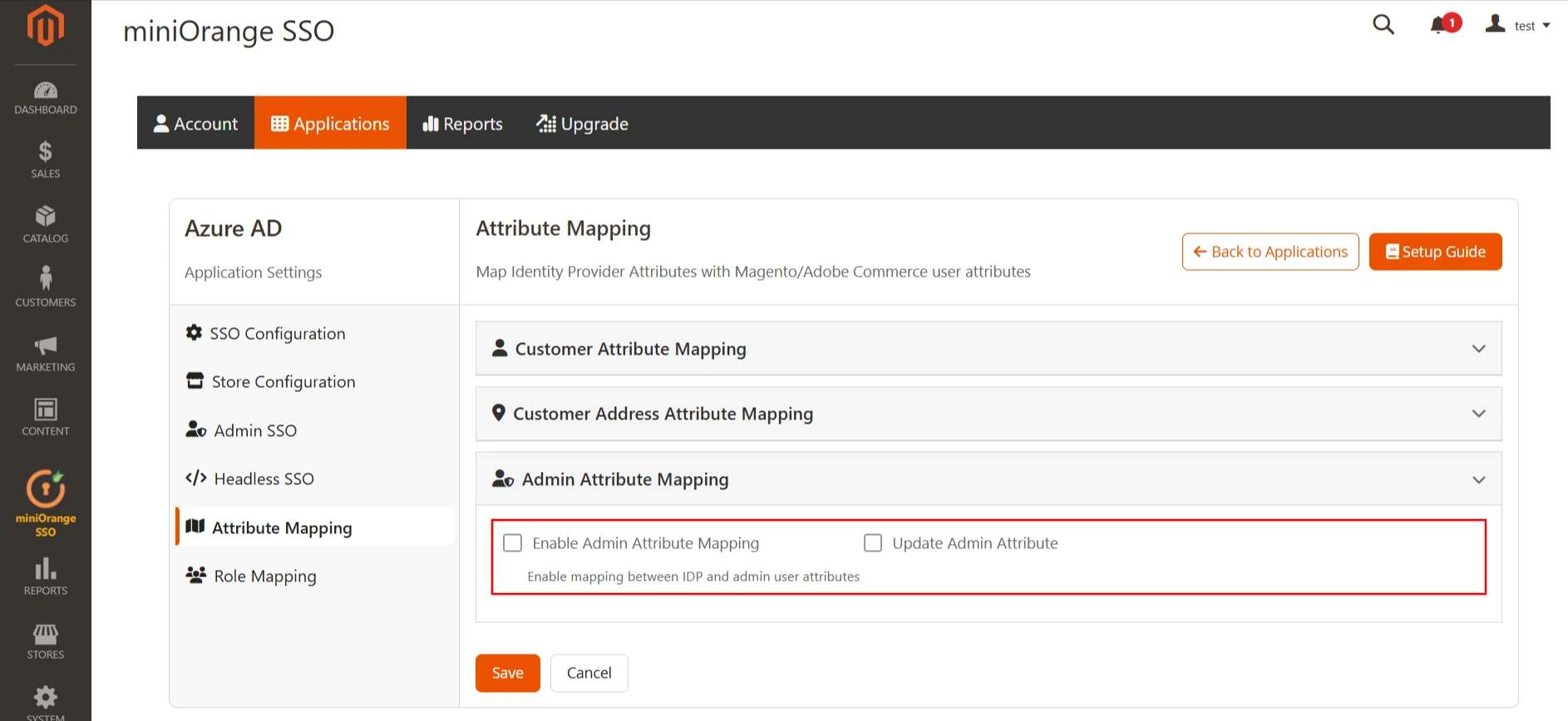 Magento OAuth Client SSO | Admin Attribute Mapping