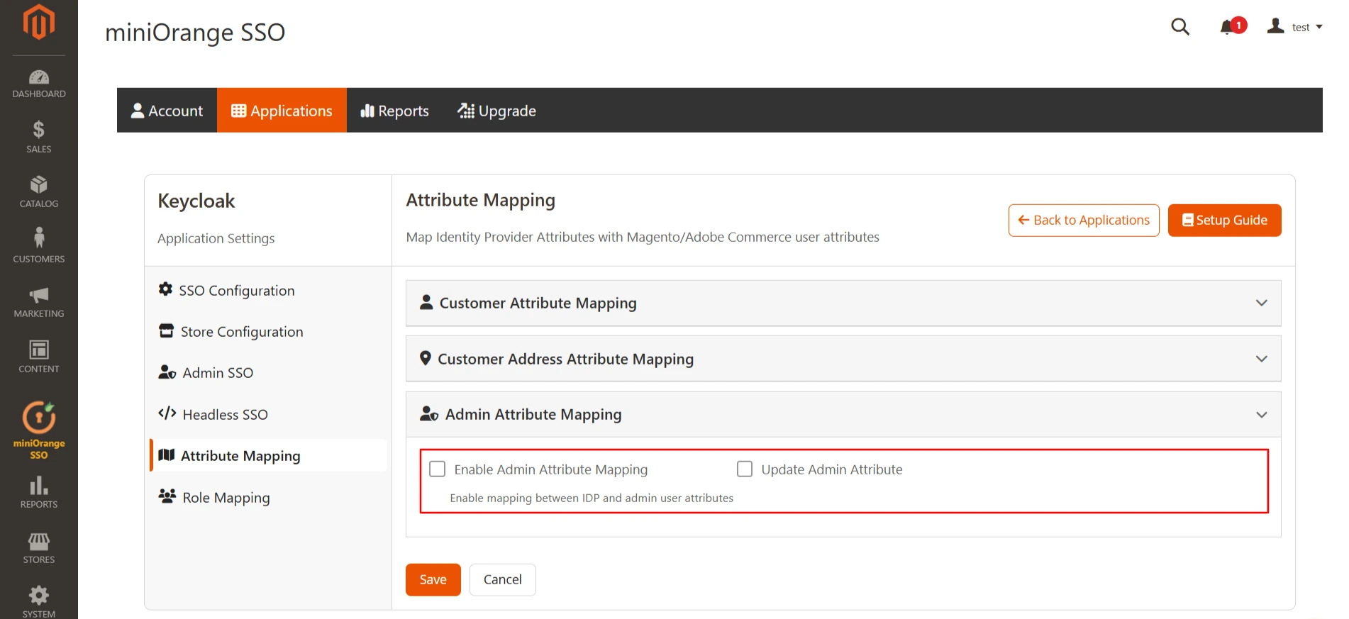 Magento OAuth Client SSO | Admin Attribute Mapping
