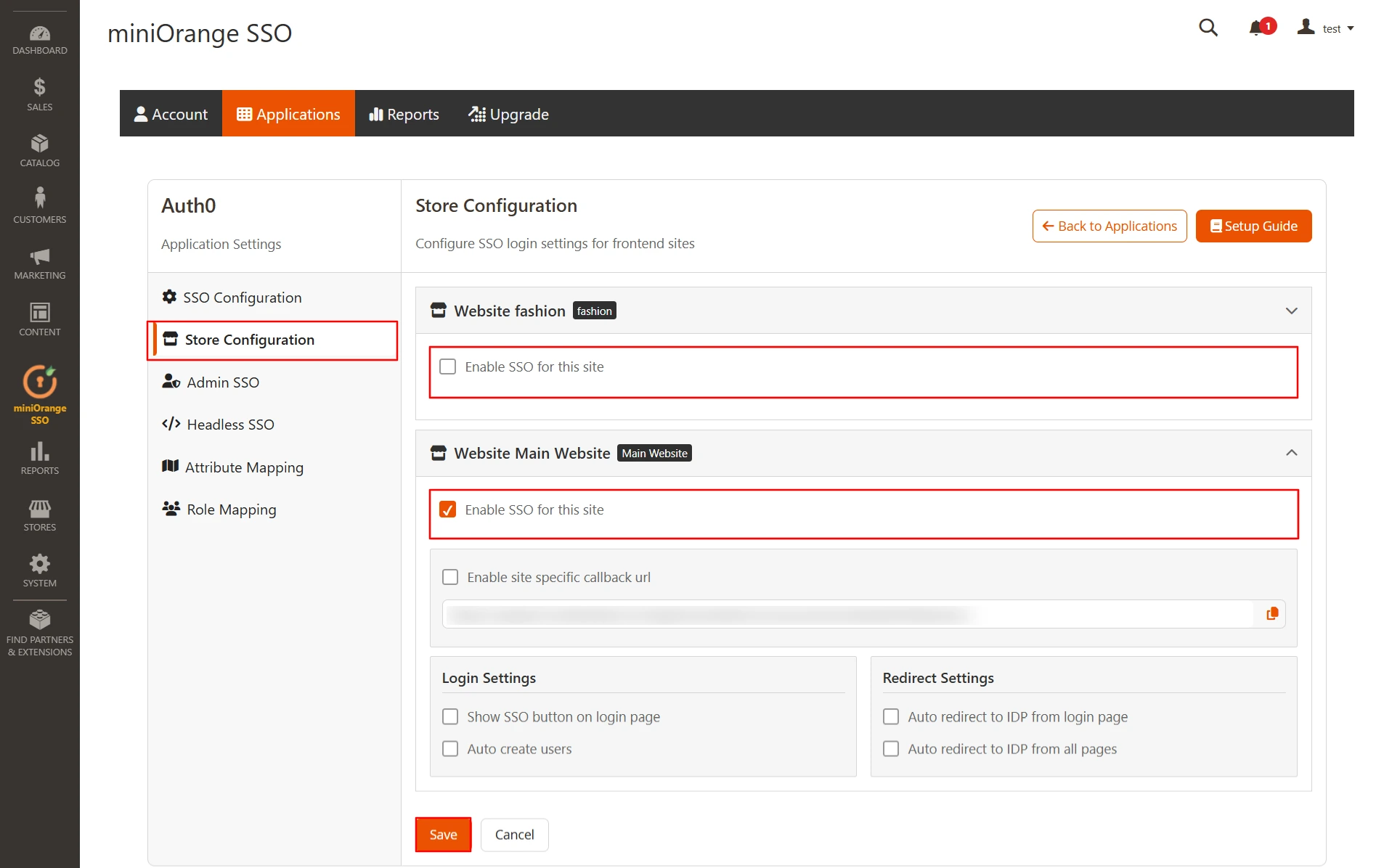 Magento SAML Single-Sign-On (SSO) | store Configuration