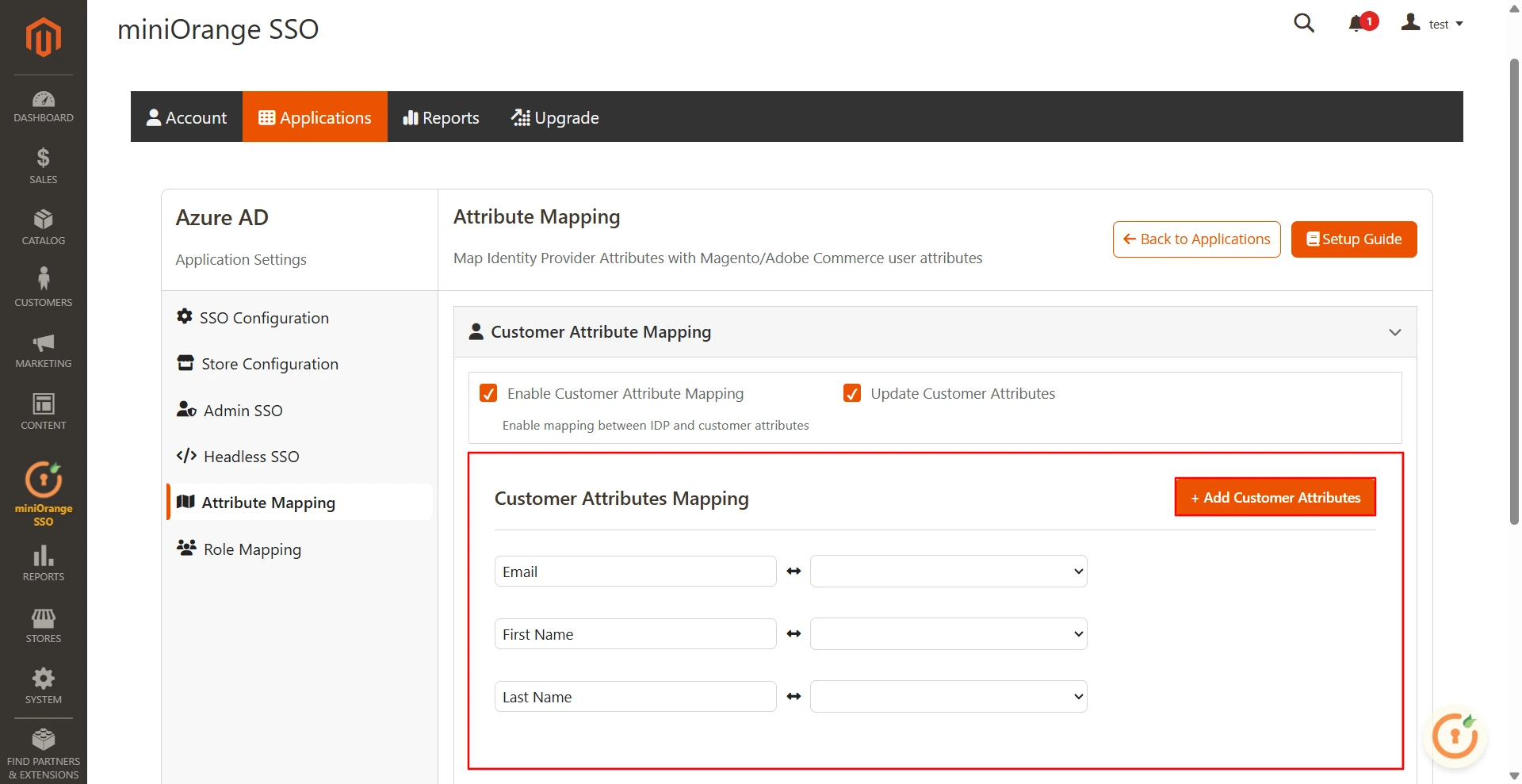 Magento OAuth Client Single-Sign-On (SSO) | Azure AD attribute mapping