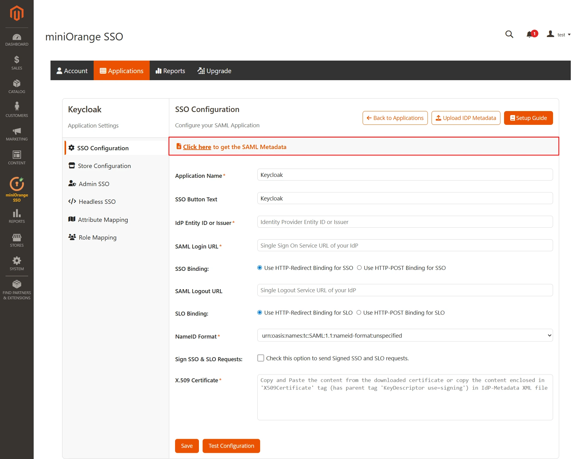 Magento SAML SSO - Keycloak as idp(Identity provider) SSO