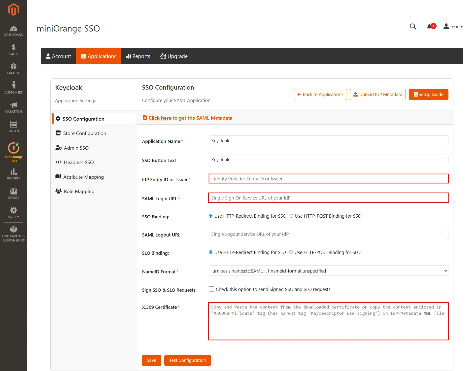 magento Keycloak SAML SSO | Keycloak as IDP
