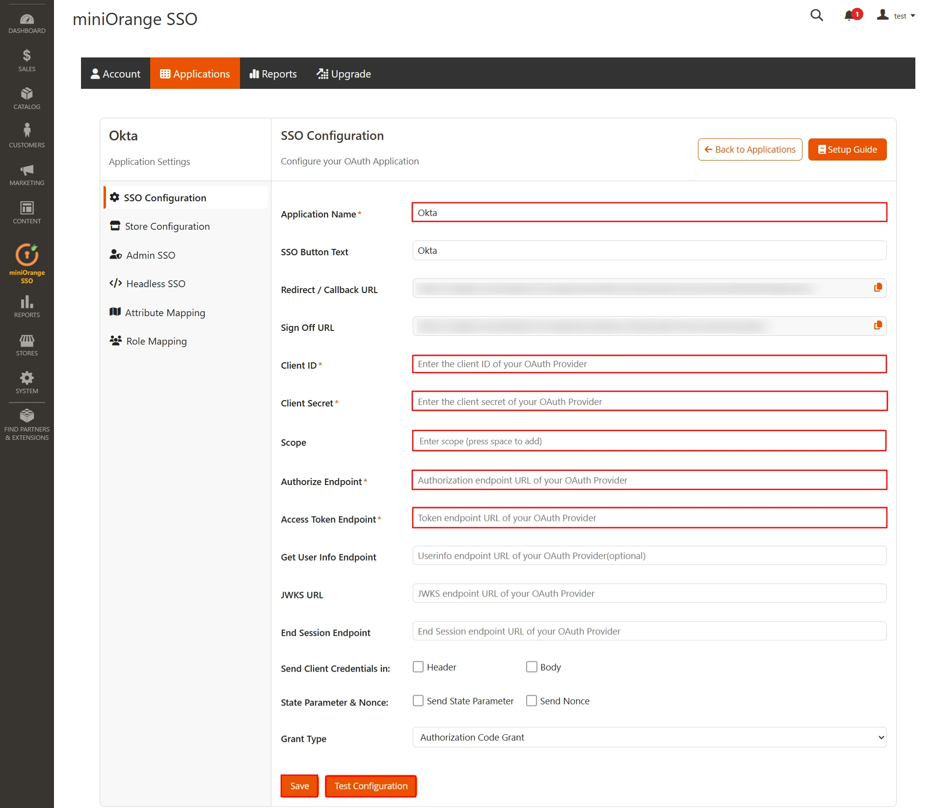 Magento Okta SSO - Login | Magento 2 Okta SSO - Save settings