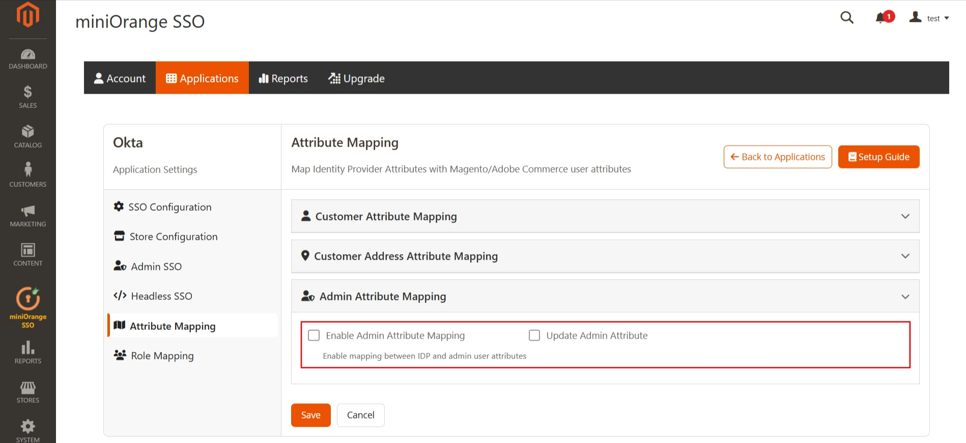 Magento OAuth Client SSO | Admin Attribute Mapping