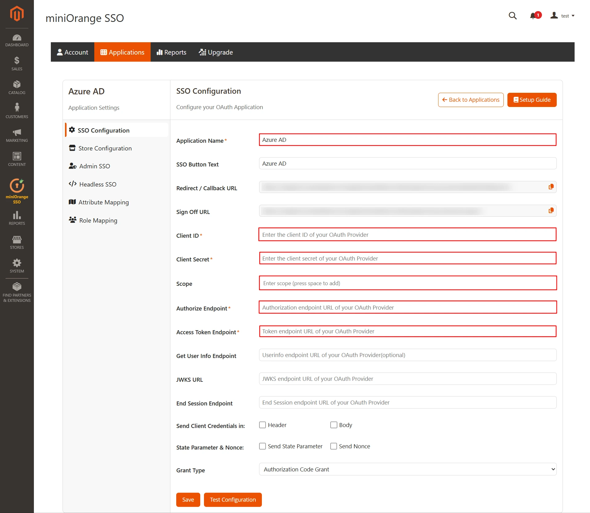 Magento Azure AD SSO - Login | Magento 2 Azure AD SSO - Save settings