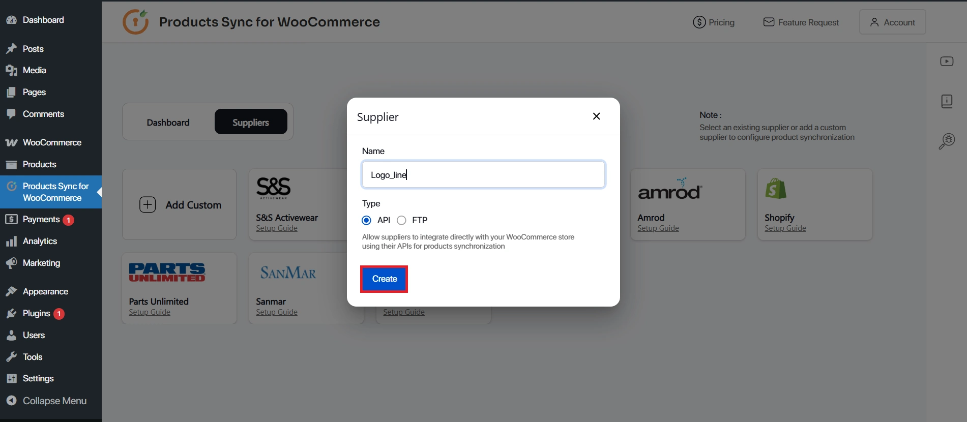 Name the connection and select Connection Type