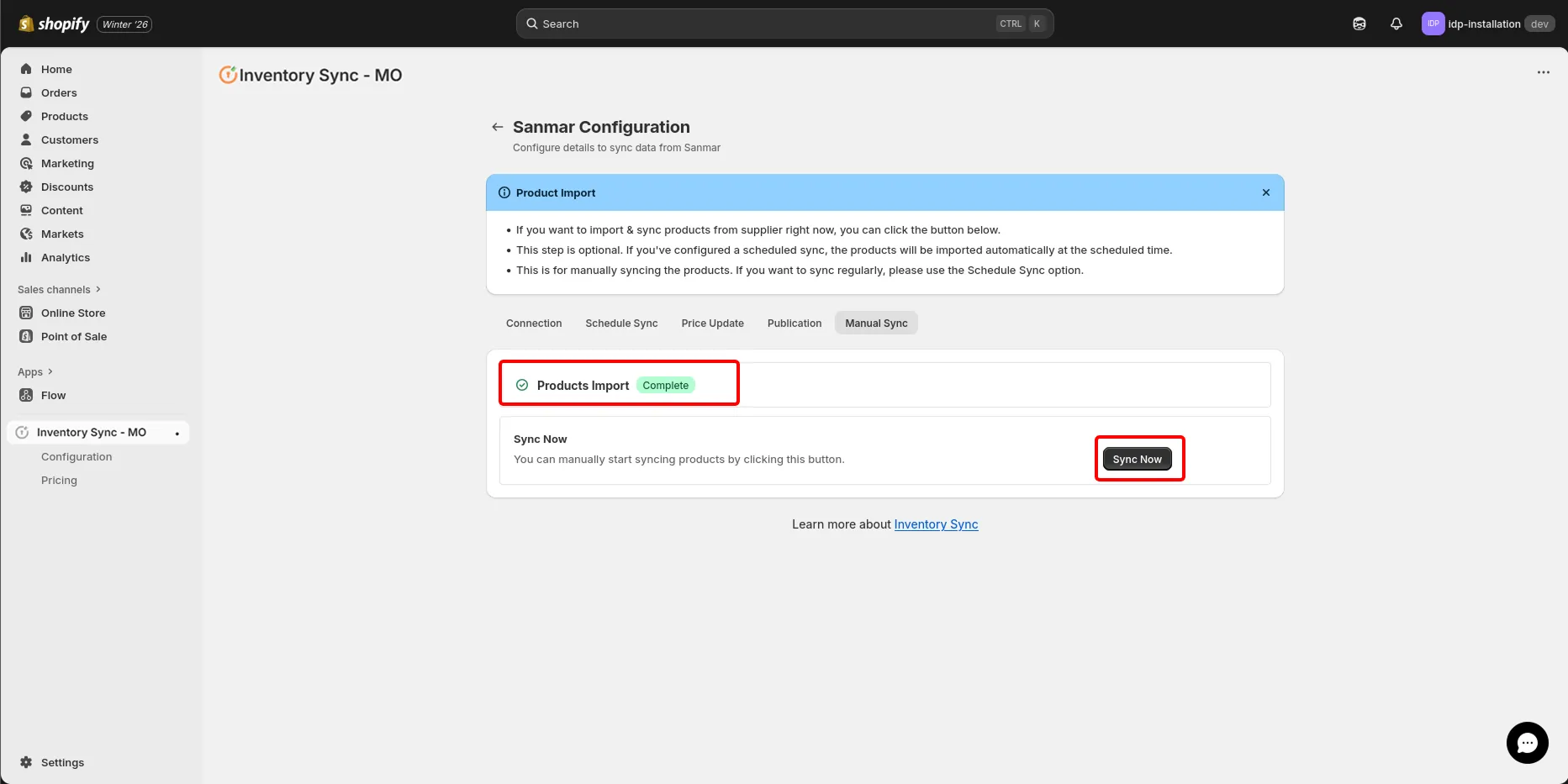 Shopify Sanmar Integration - Product import is complete
