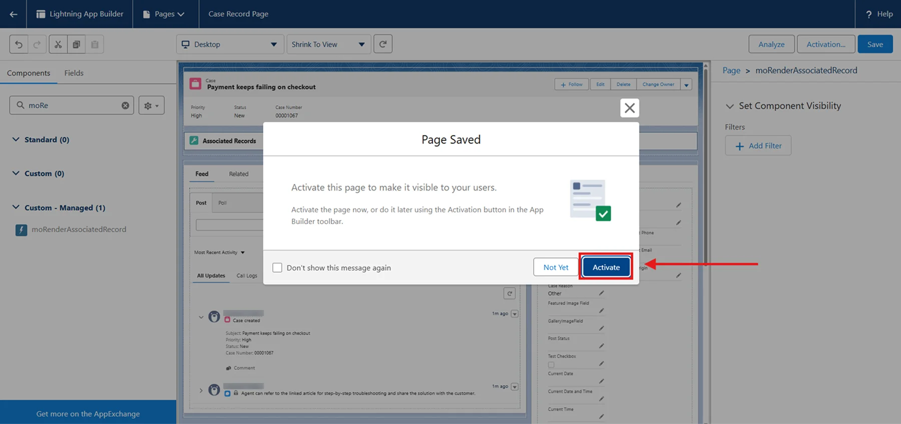 Connect WordPress Knowledge Articles with Salesforce Cases - Activate Page