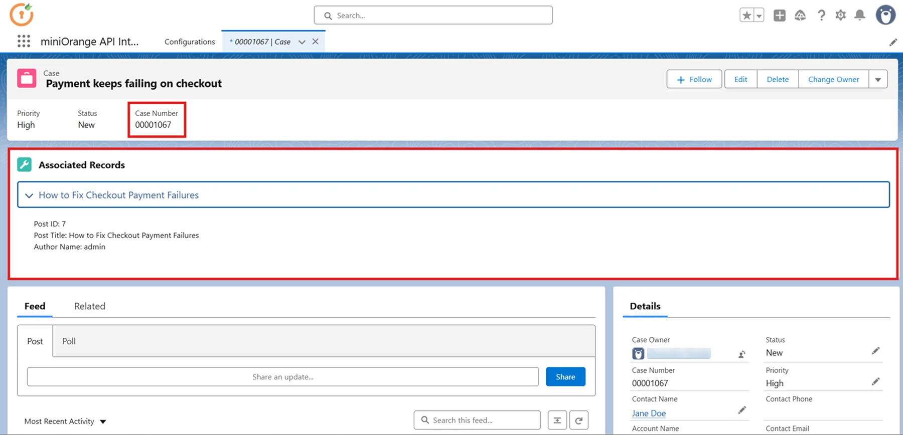 Connect WordPress Knowledge Articles with Salesforce Cases - Associated Records Section