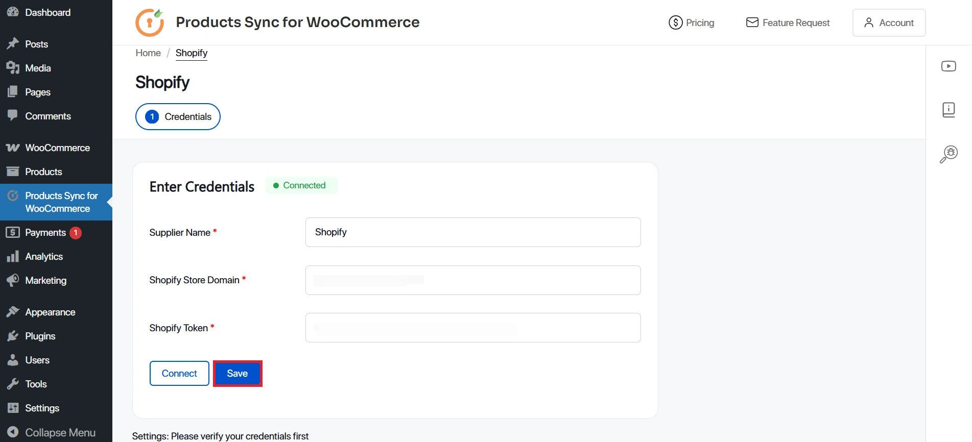 WooCommerce Shopify Product Sync - Add application