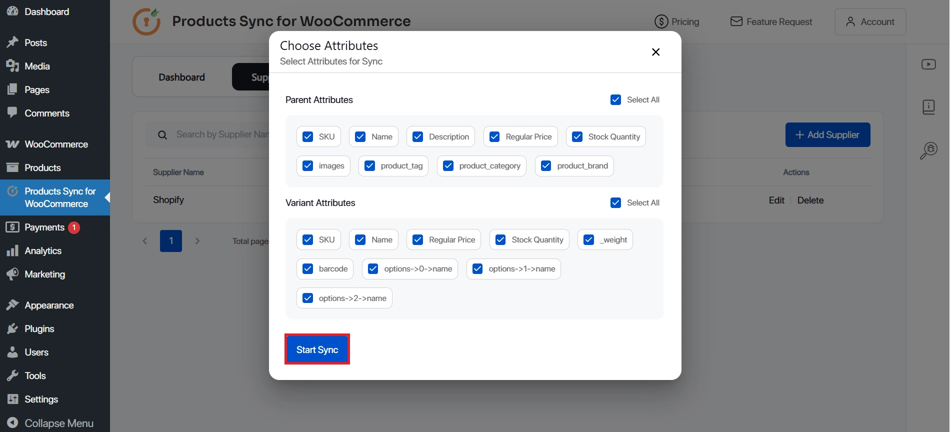 WooCommerce Shopify Product Sync - Add credentials