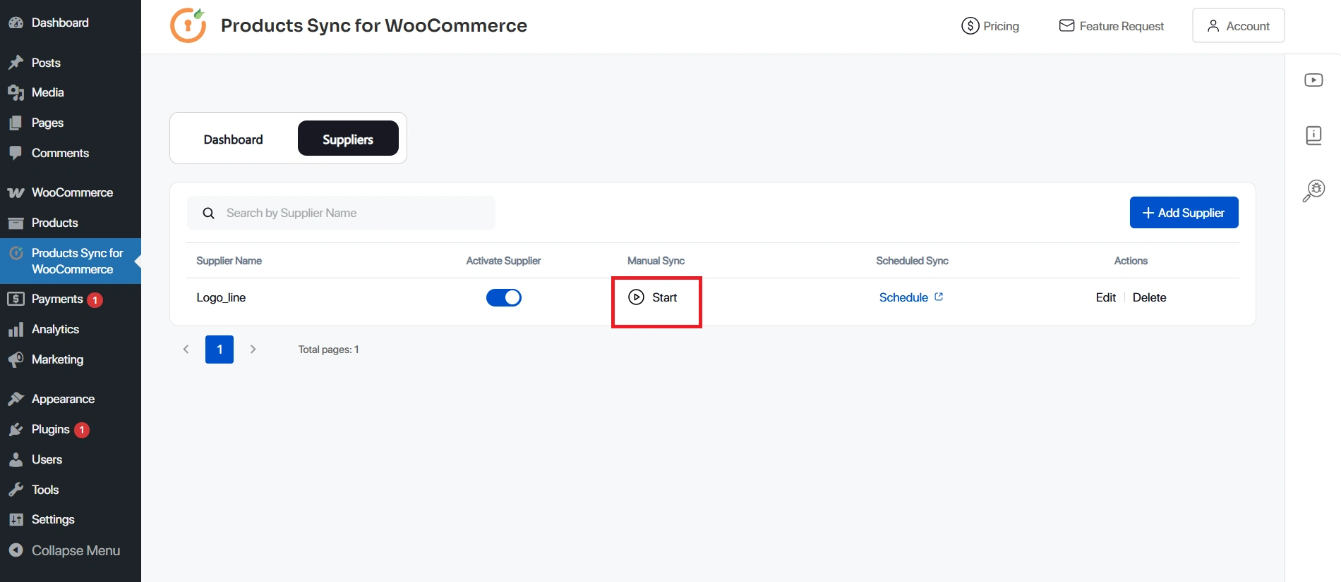 Select attributes to sync and click Start Sync
