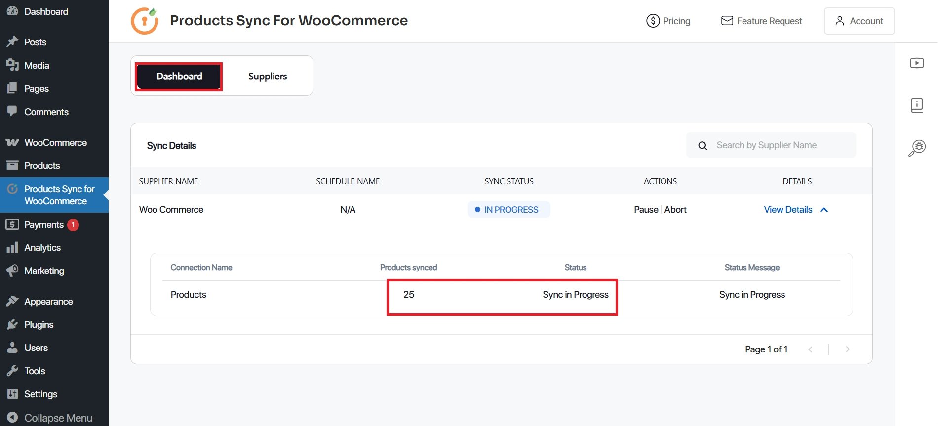 WooCommerce Product Sync - click view deatils