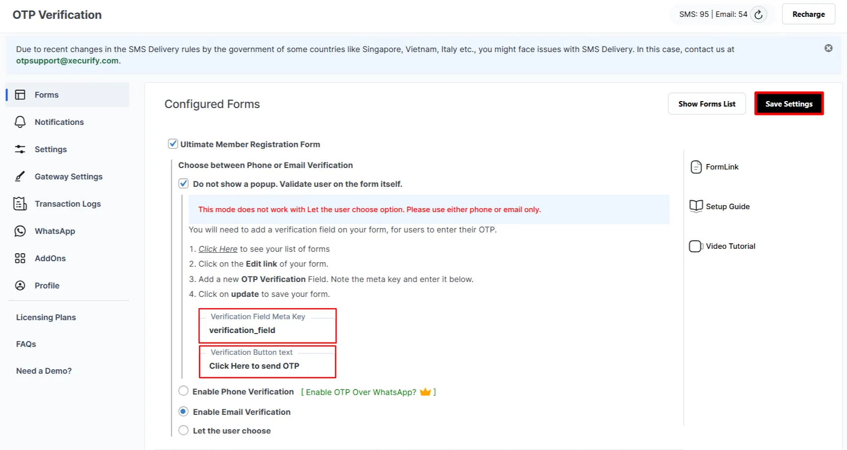 Ultimate Member Registration Forms - on page enter verification field meta