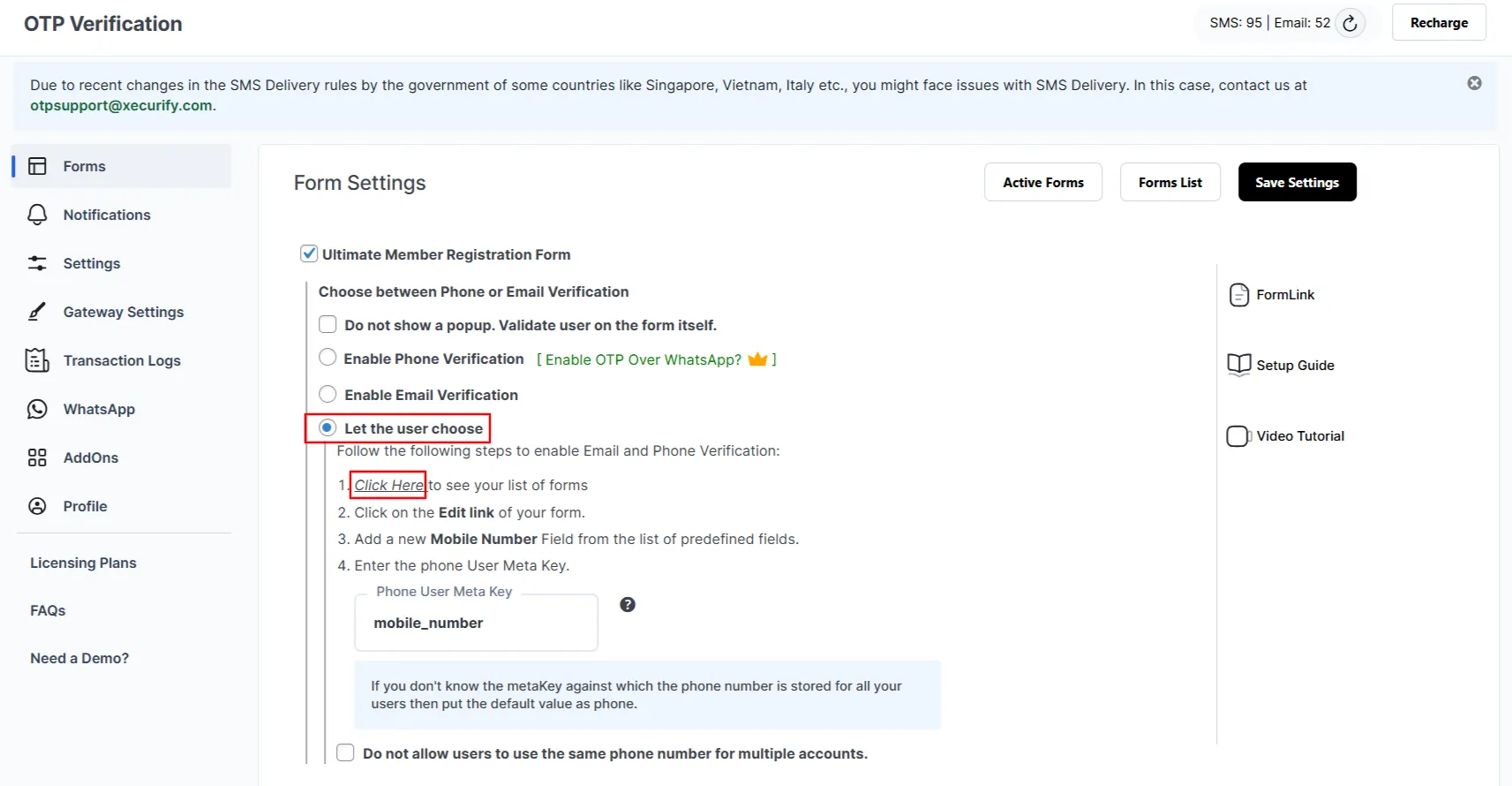 Ultimate Member Registration Forms - enable let the user choose