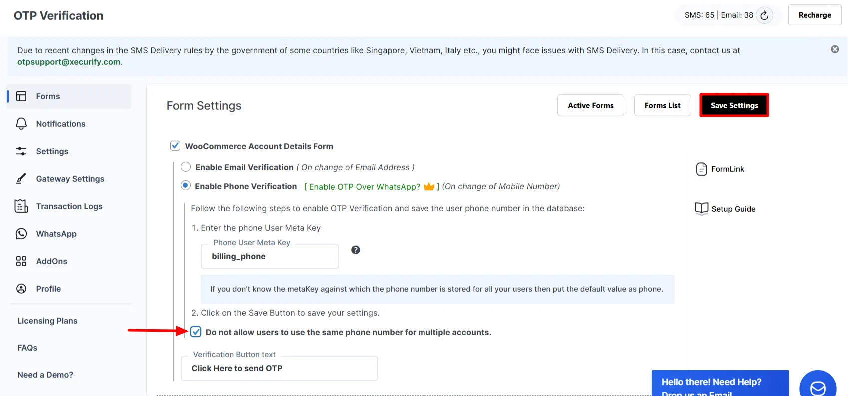 WooCommerce Account Detail Form - click save settings