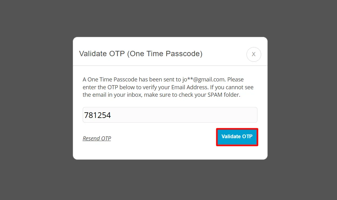WooCommerce Registration Form OTP - Email verification enter OTP 