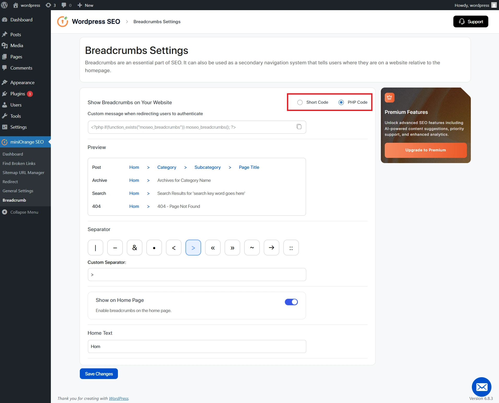 miniOrange-Wordpress-SEO - score analysis