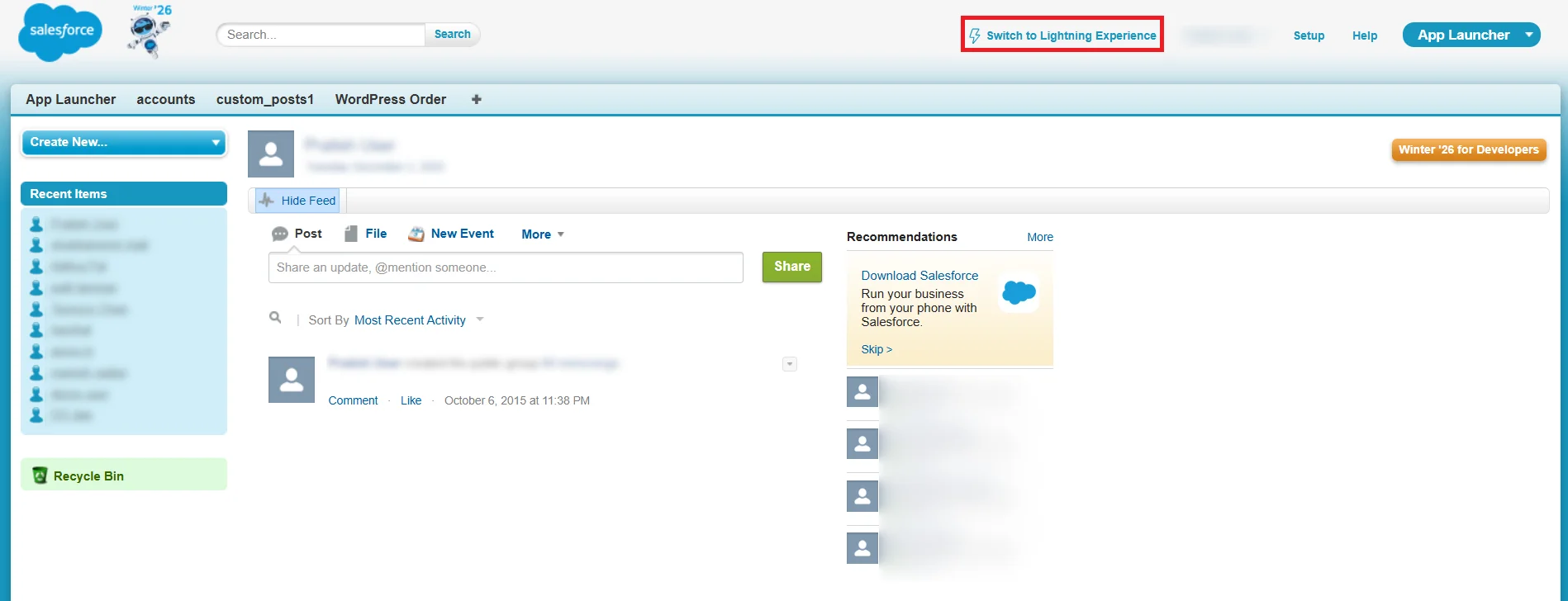 Salesforce Single Sign-On (SSO) login - switch classic mode
