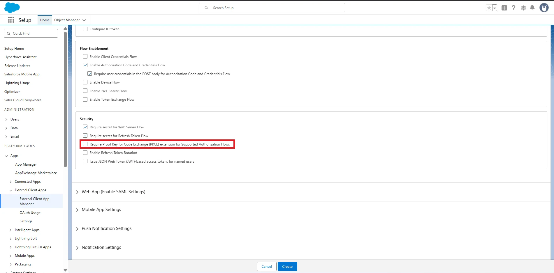 Salesforce Single Sign-On (SSO) login - add callback url & Scopes