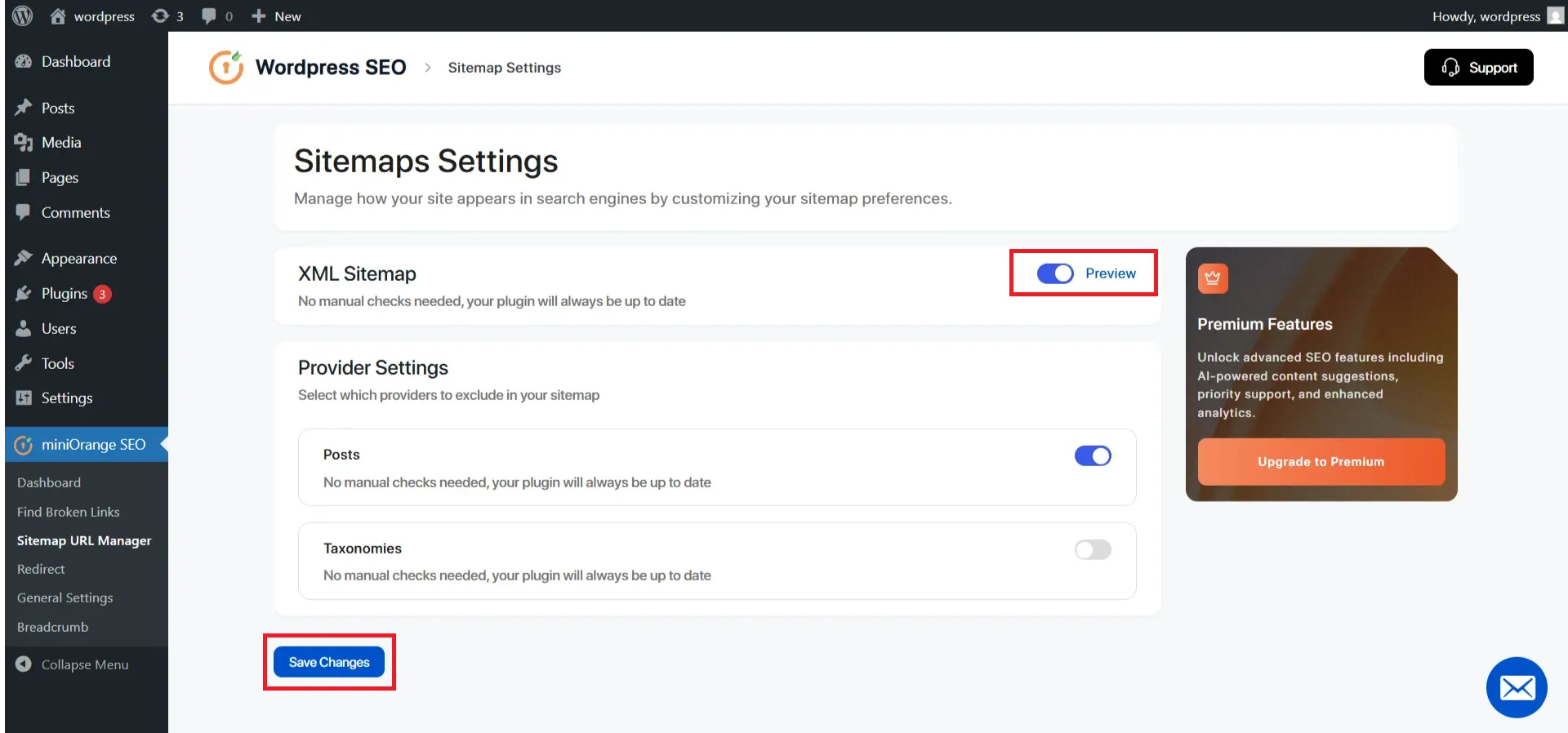 miniOrange-Wordpress-SEO - plugin setup
