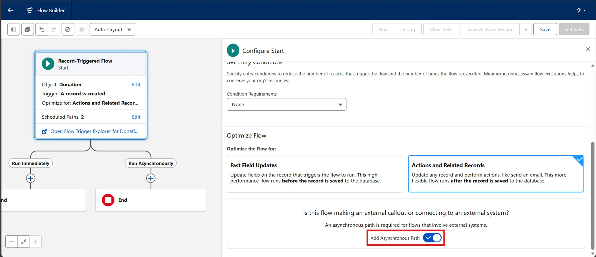 Salesforce QuickBooks Receipts Sync | Add Asynchronous Path