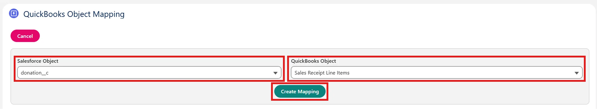 Salesforce QuickBooks Receipts Sync | Create Mapping