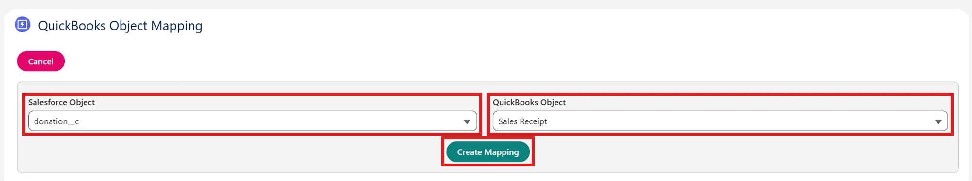 Salesforce QuickBooks Receipts Sync | Create Mapping