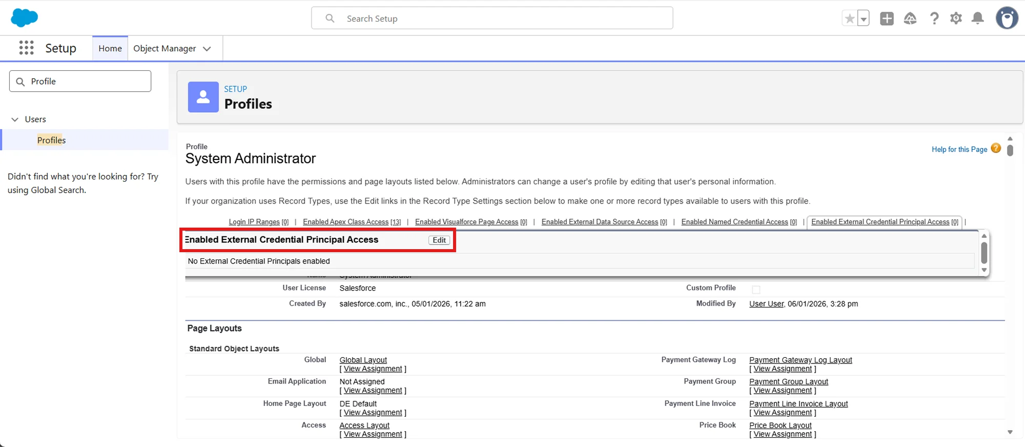 Salesforce QuickBooks Receipts Sync | Edit Enabled External Credential Principal Access