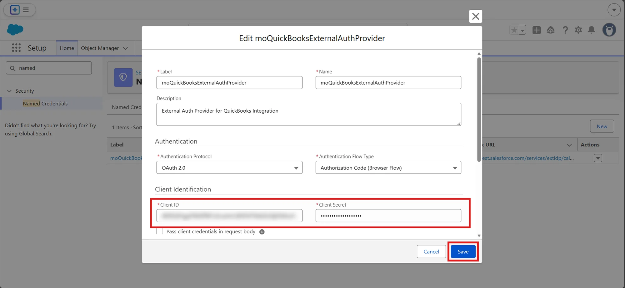 Salesforce QuickBooks Receipts Sync | Enter Client and Secret ID