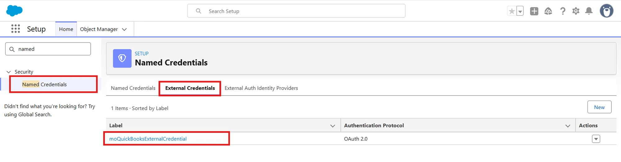 Salesforce QuickBooks Receipts Sync | External Credentials