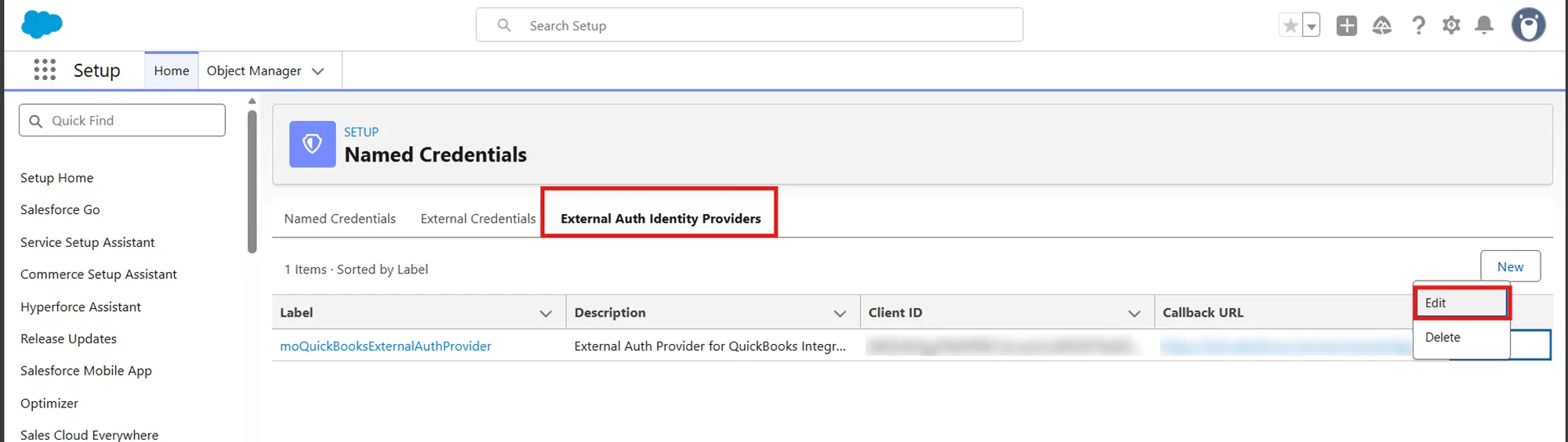 Salesforce QuickBooks Receipts Sync | External Auth Identity Providers
