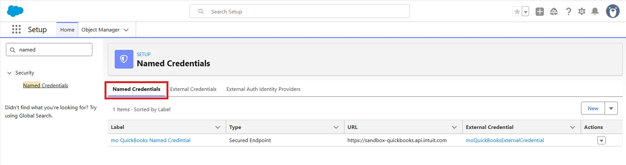 Salesforce QuickBooks Receipts Sync | Named Credentials