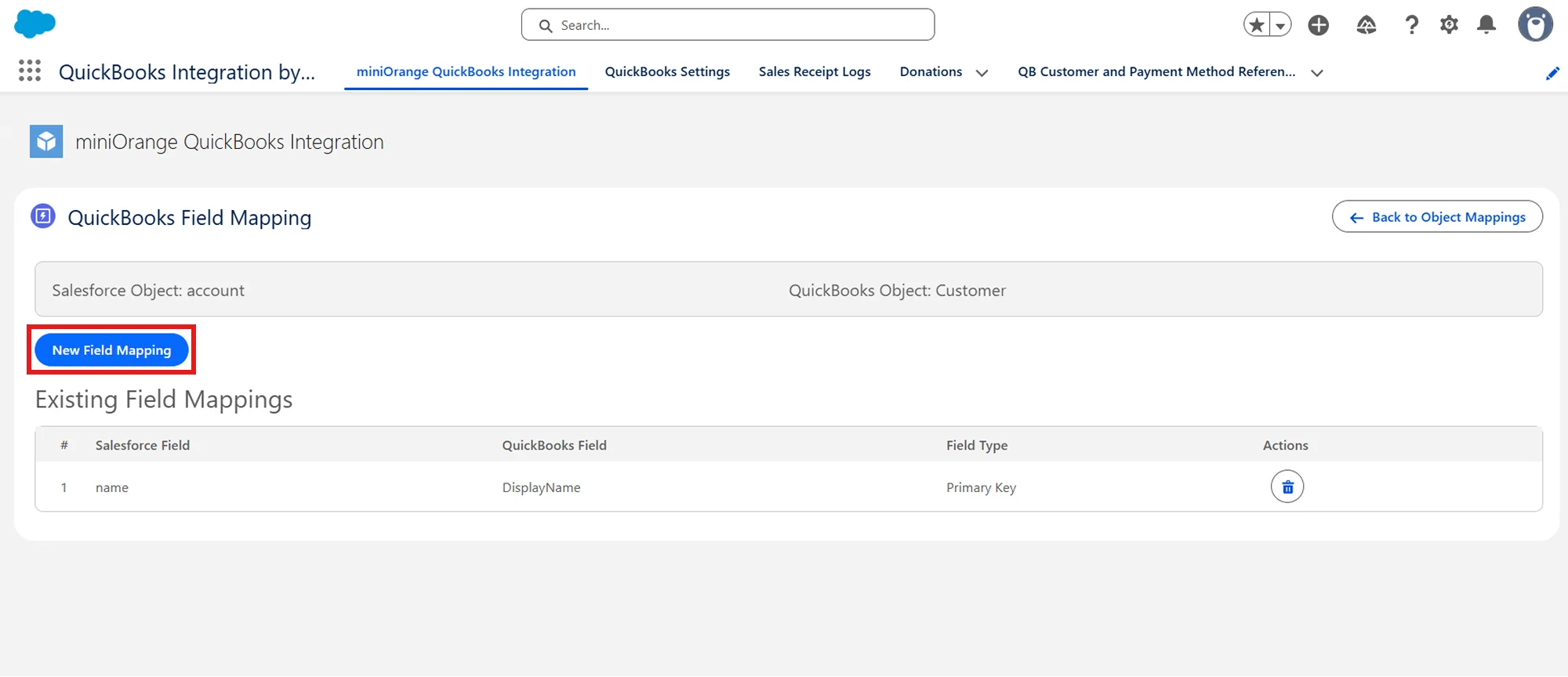 Salesforce QuickBooks Receipts Sync | New Field Mapping