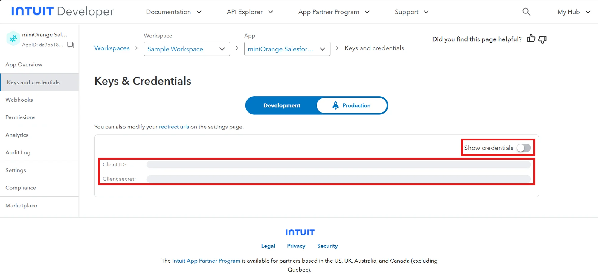 Salesforce QuickBooks Receipts Sync | Show credentials