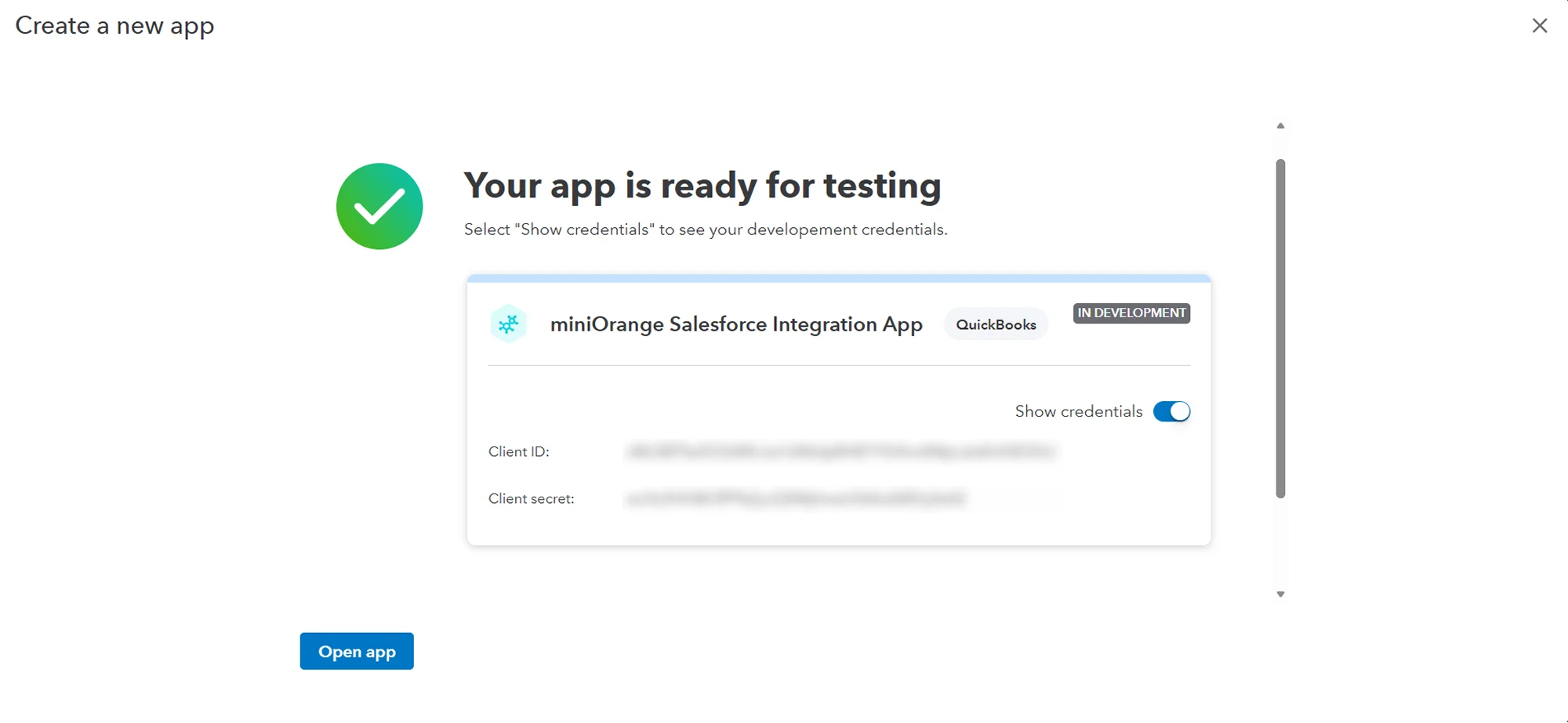 Salesforce QuickBooks Receipts Sync | Show credentials