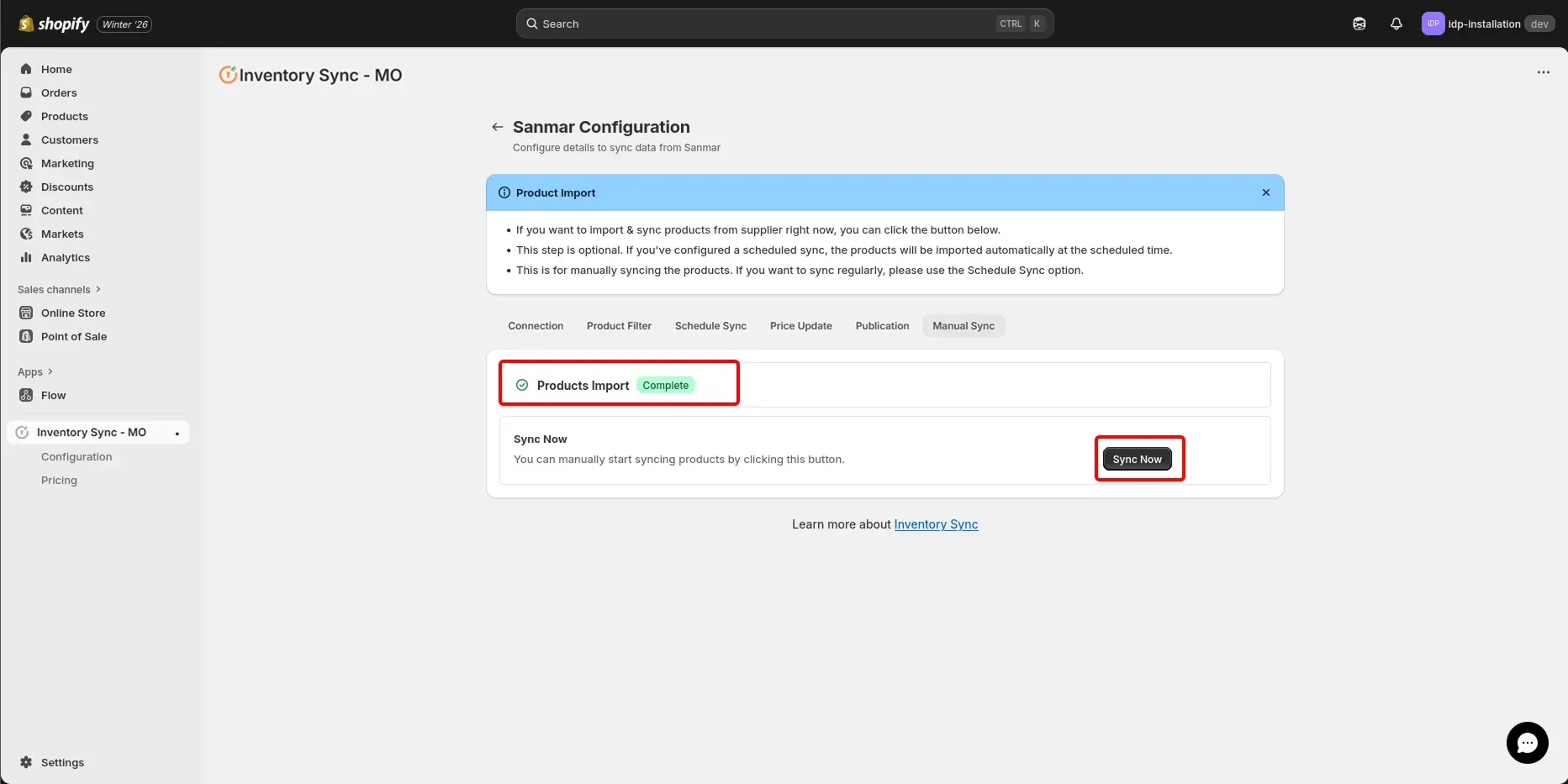 Shopify SanMar Integration - Product import is complete
