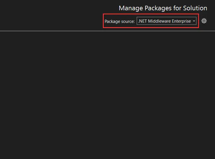Package Source dropdown