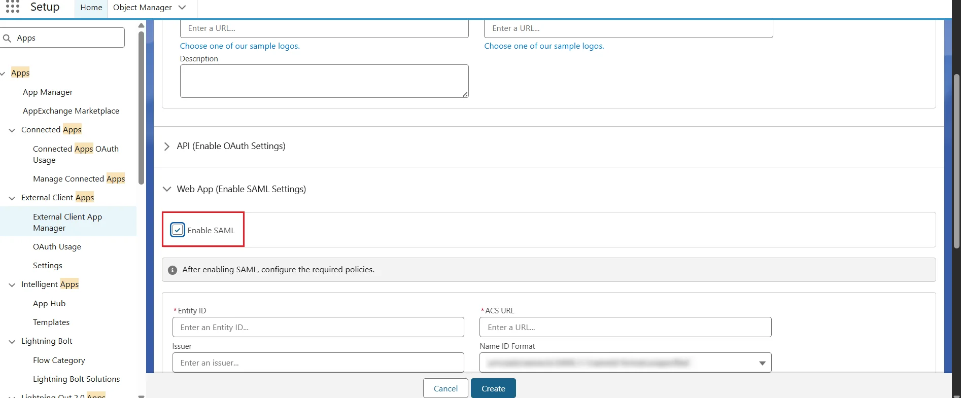 Create SP via connected apps - Salesforce SAML Single Sign-On(SSO) in WordPress-Salesforce SSO Login