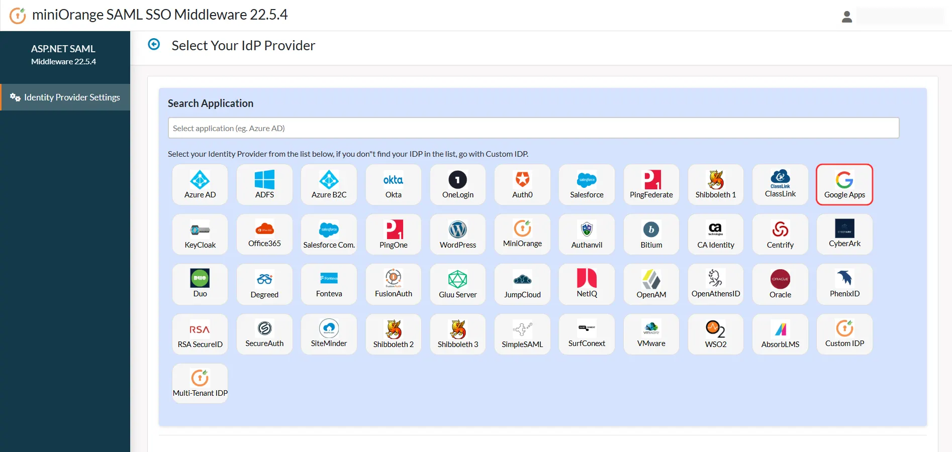 Identity Provider List