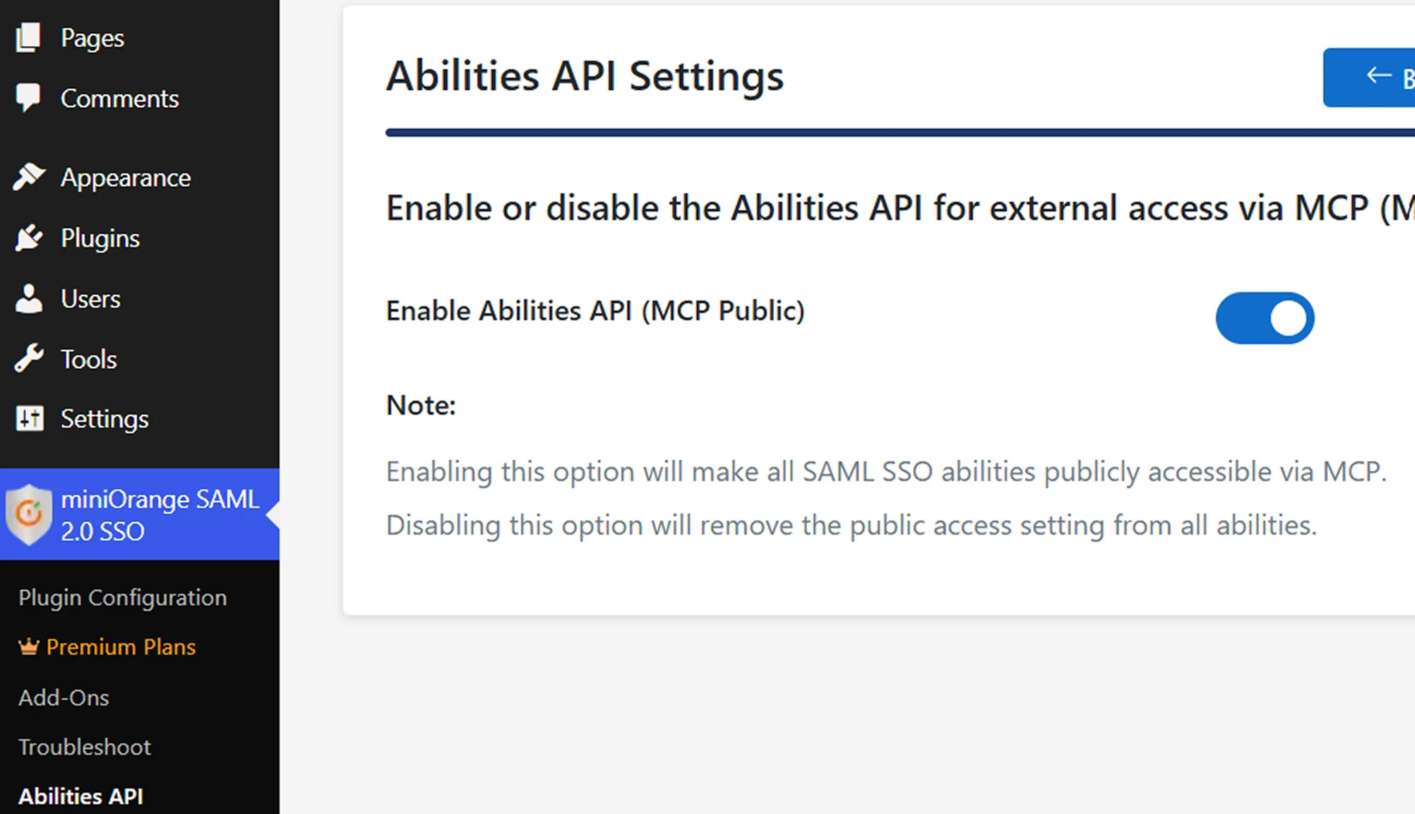 WordPress ChatGPT Integration - Abilities API Settings