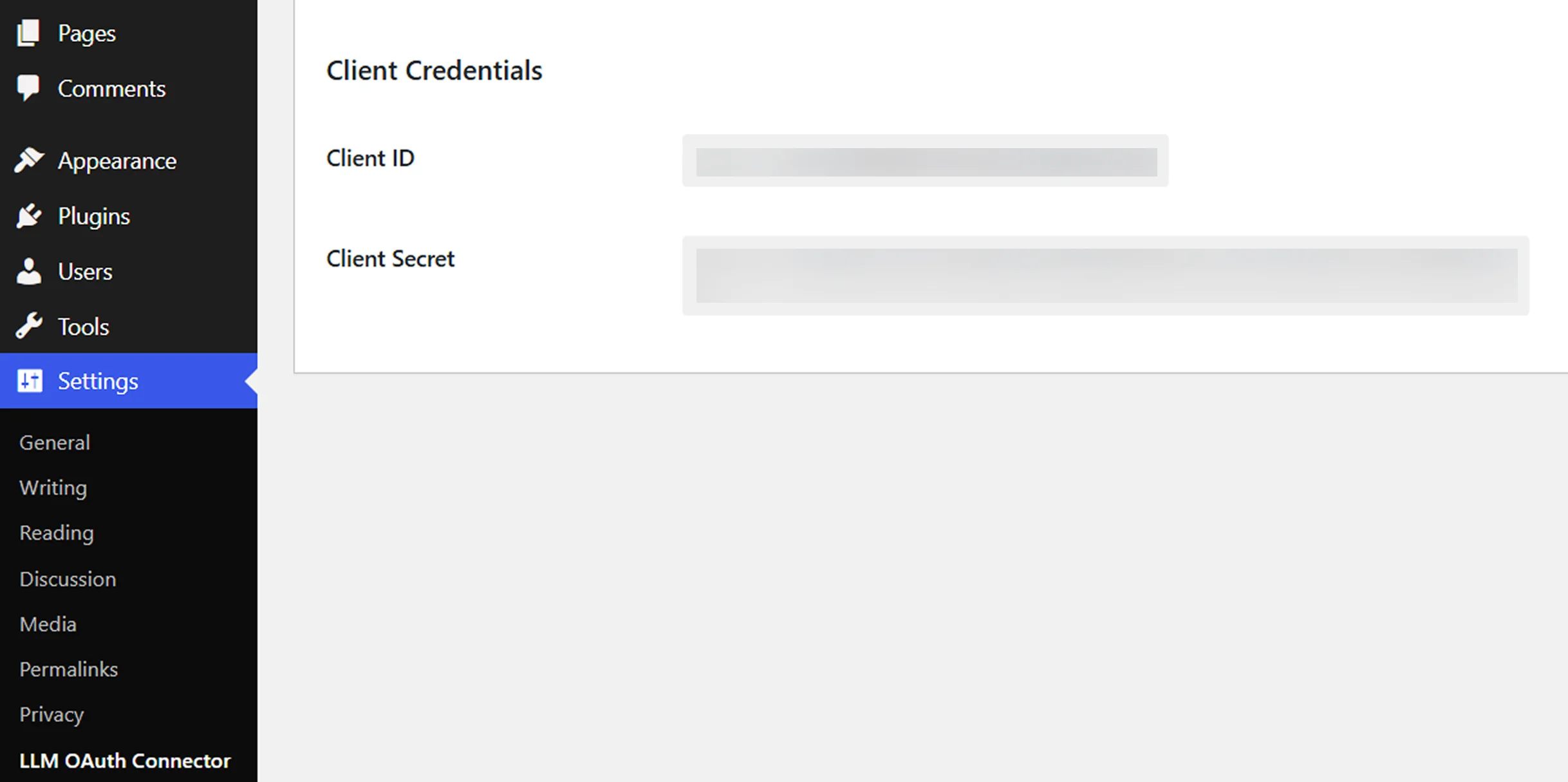 WordPress ChatGPT Integration - Enter Client Credentials