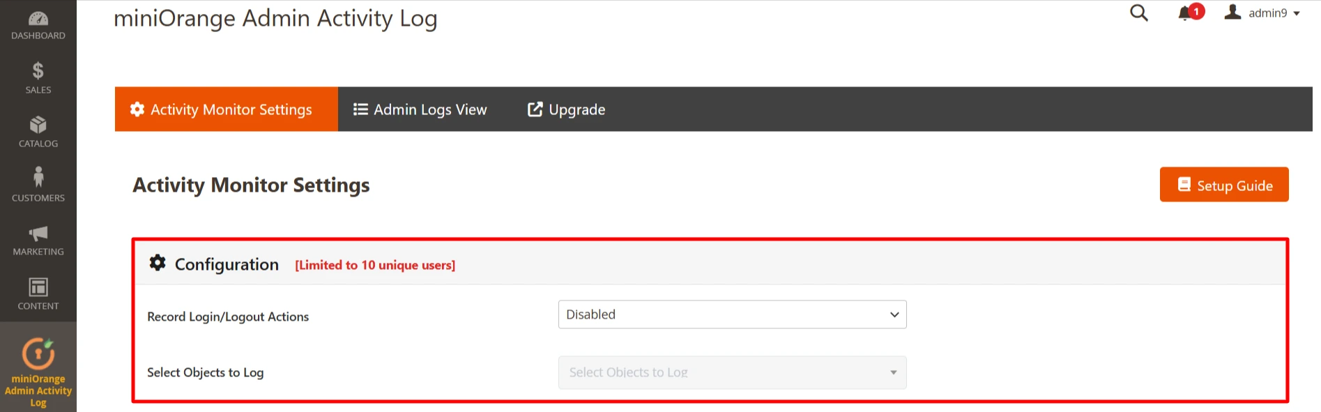 Magento Login/Logout Actions setting