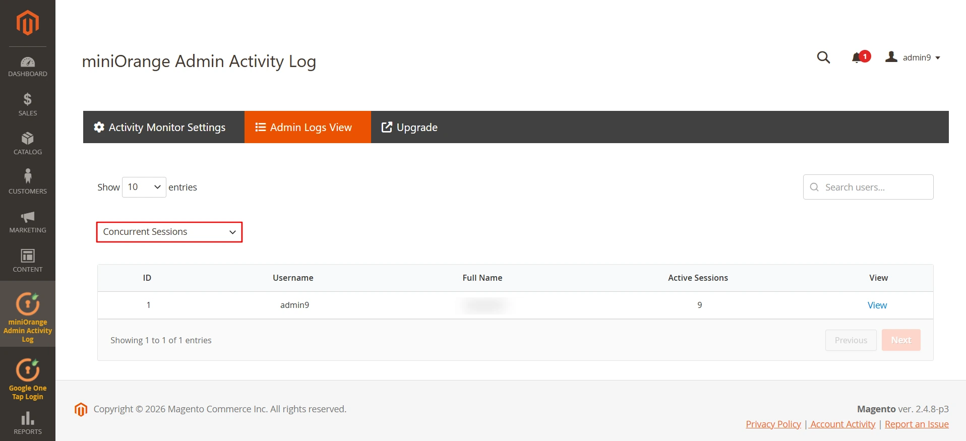 Magento Admin logs | multiple sessions running