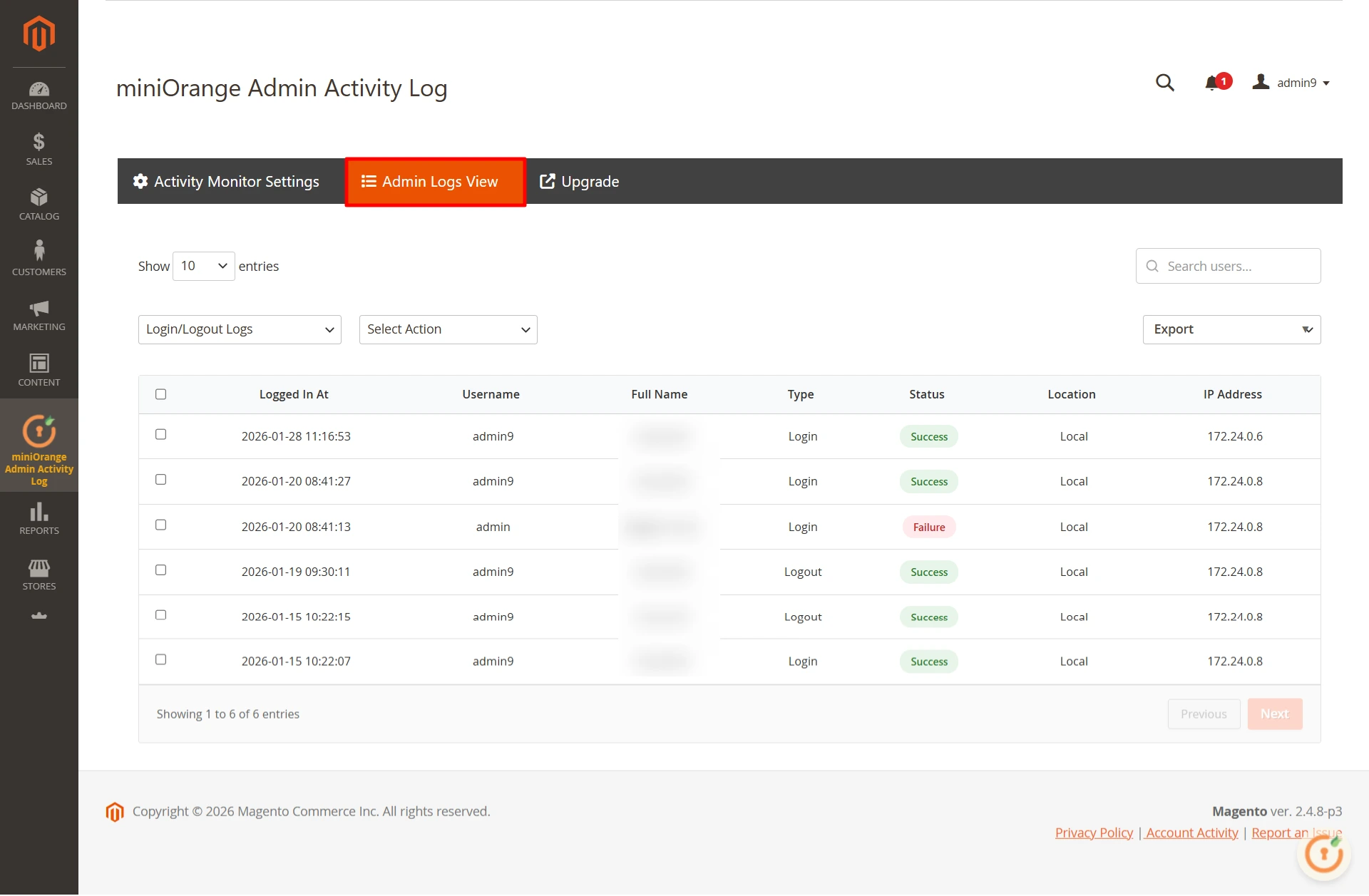 Admin Logs Extension | Magento Logs View