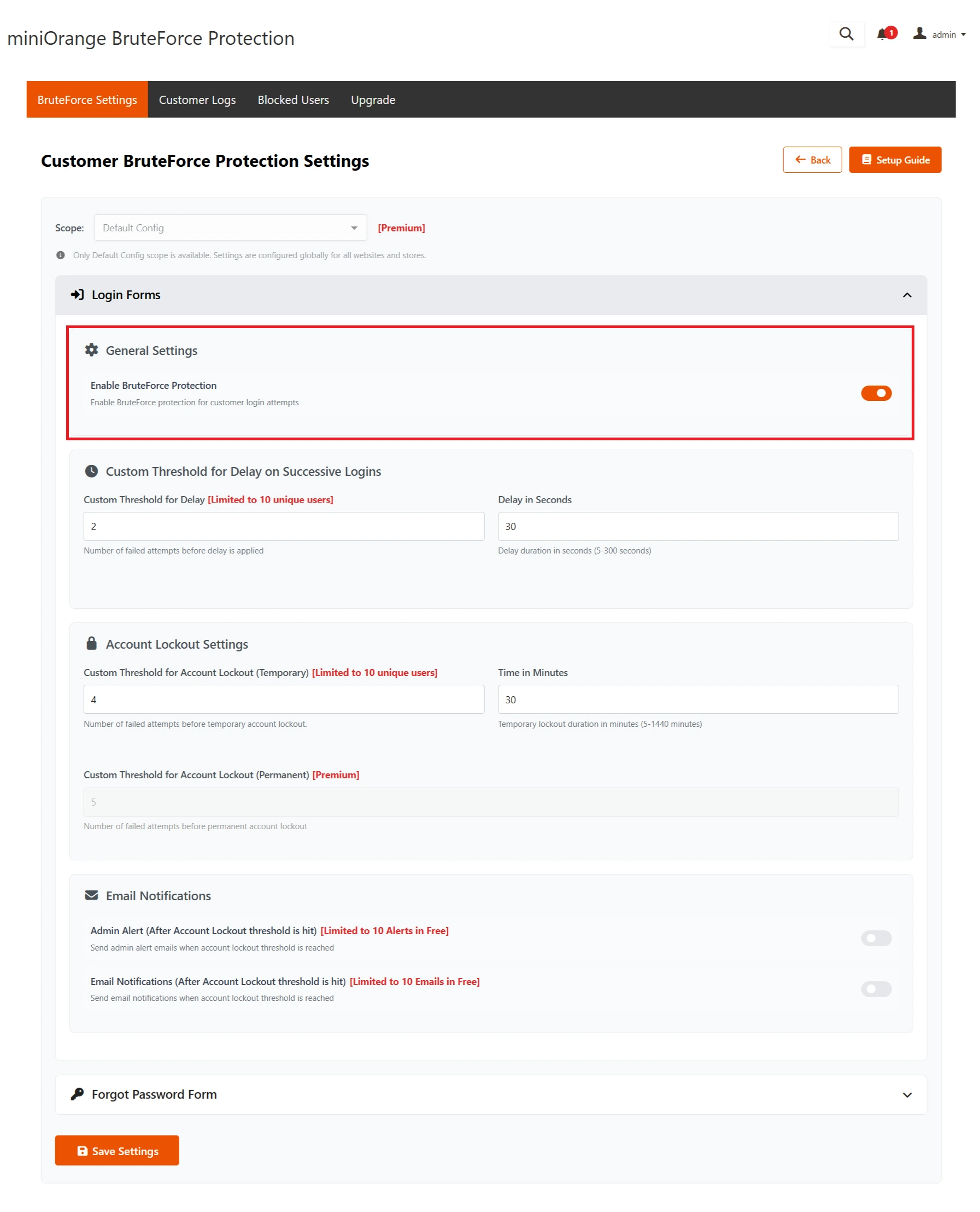 Magento Brute Force - Enable BruteForce Protection