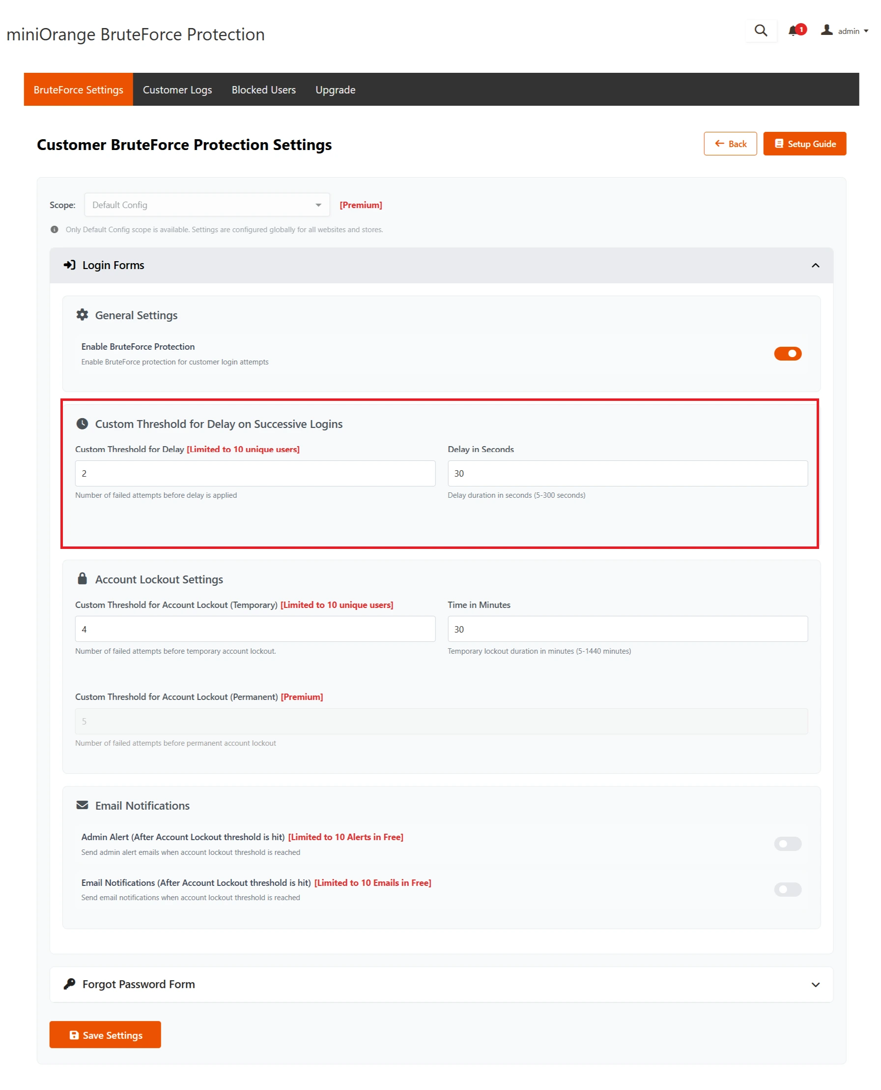 Magento Brute Force - Delay After Failed Login Attempts