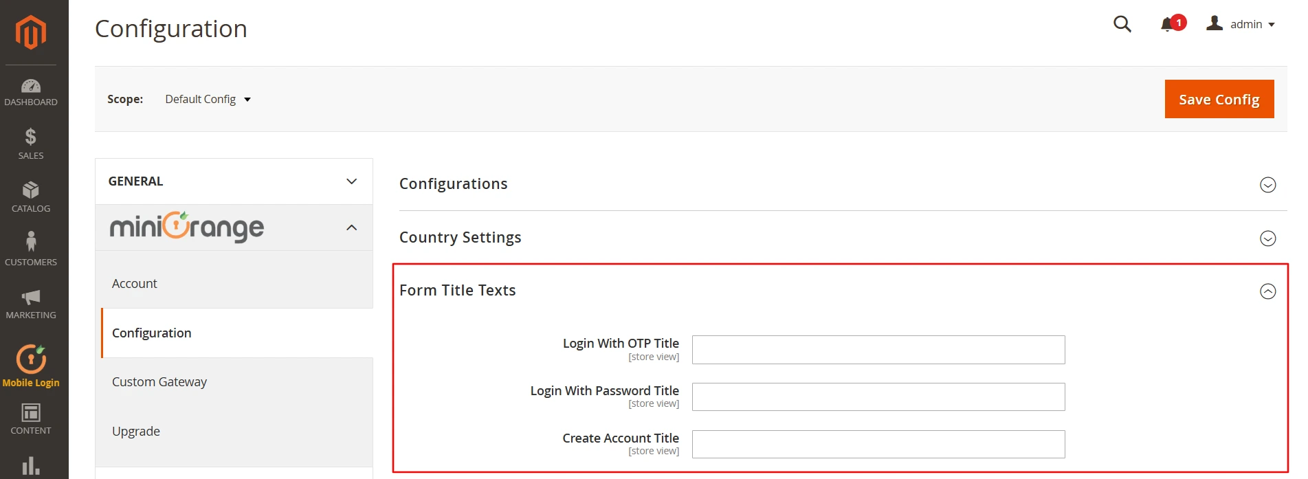 Magento 2 Mobile Login - Form Text