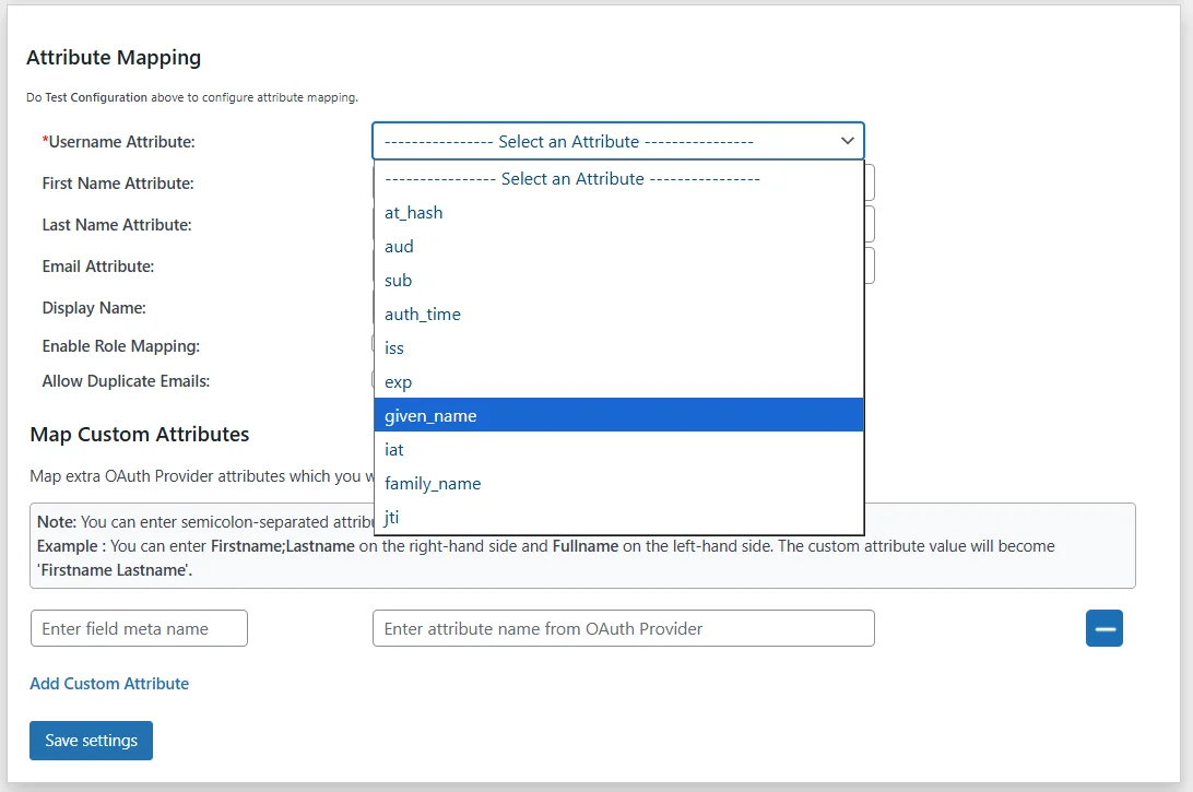 Orcid Single Sign-On (SSO)  - WordPress Attribute Mapping